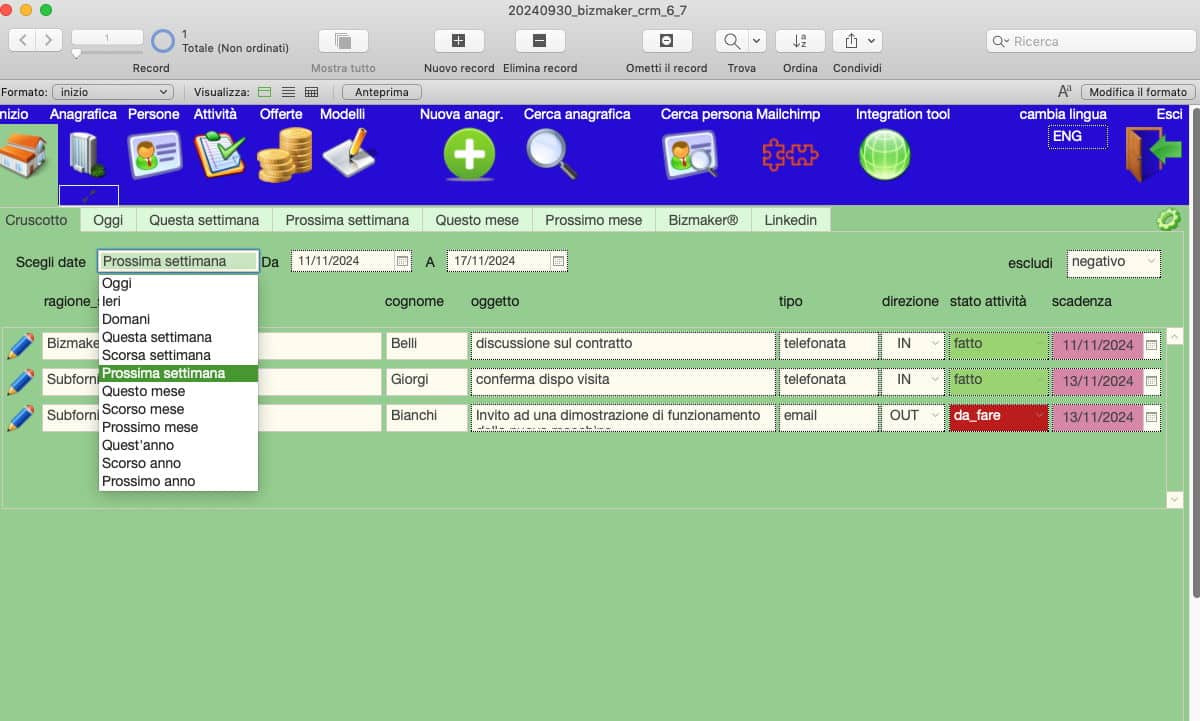 Scopri di più sull'articolo Nuova funzione di Bizmaker® CRM: il selettore rapido di date